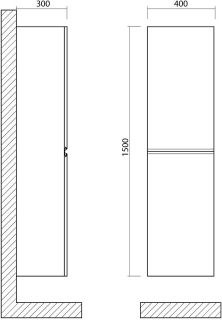 Шкаф подвесной Art&Max Bianchi 40x150см белый матовый AM-Bianchi-1500-2A-SO-BM